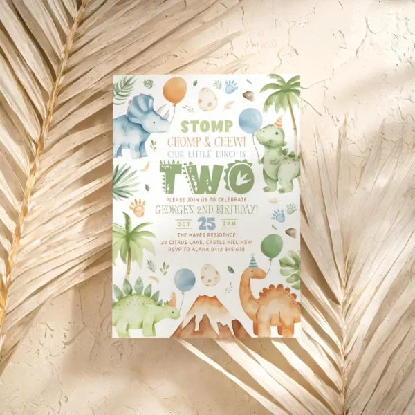 Dinosaur Birthday Invitation Template - Image 2