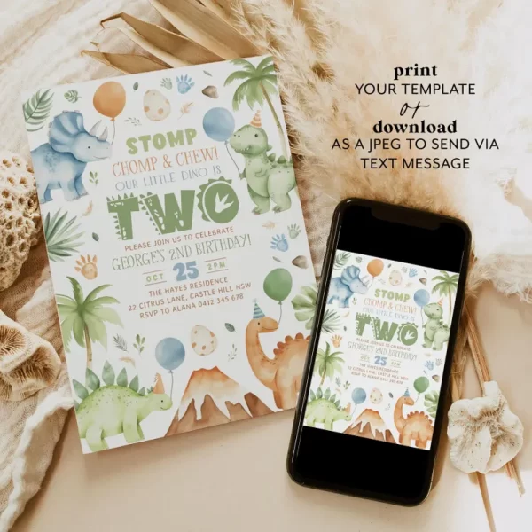 Dinosaur Birthday Invitation Template - Image 4